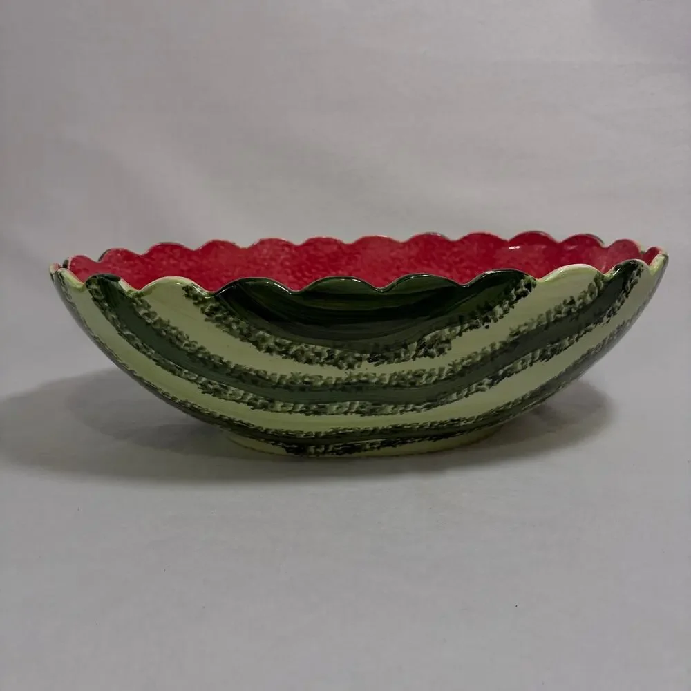 Watermelon Decorative Serving Bowl Set Ceramic with 3 Small Bowls Cookout BBQ